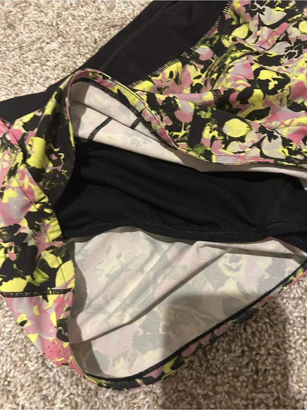 lululemon athletica Women's Pink, Yellow & Black Floral Running Shorts